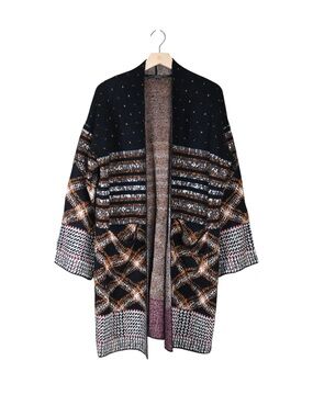 MaxSport Women's M Open Front Patterned Longline Cardigan